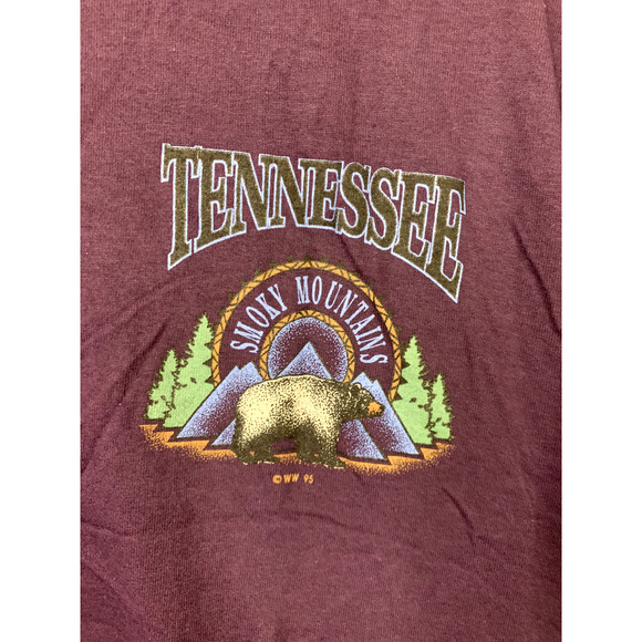 Vintage Tennessee Smoky Mountains Shirt Bear Tee Purple T-Shirt VTG 90s Large - Picture 2 of 7